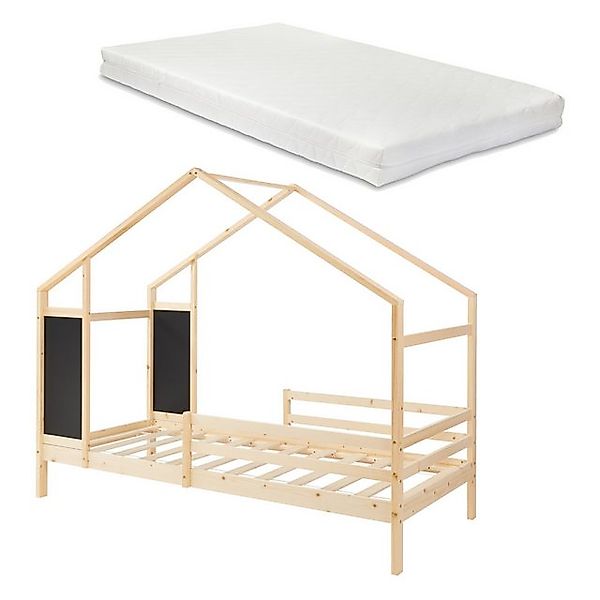en.casa Kinderbett, Kinderbett »Lorenskog« mit Matratze 90x200 cm Natur günstig online kaufen