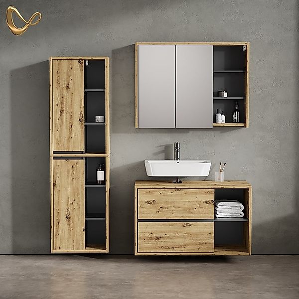 Livinity® Waschbeckenunterschrank Vomano, Artisan-Eiche/Anthrazit, 100 x günstig online kaufen
