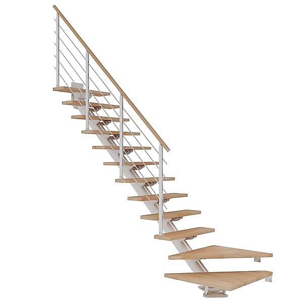 Dolle Mittelholmtreppe Sydney 12 Stufen Buche 1/4gew. Metallteile Weiß FSC® günstig online kaufen