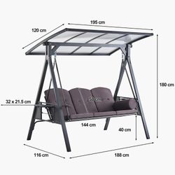 PURPLE LEAF Hollywoodschaukel Außenbereich 3-Sitzer Schaukelstuhl günstig online kaufen