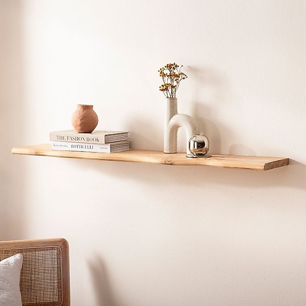 FINEBUY Wandregal FB74745 Wandregal Akazie Massivholz 100cm Hängeregal Baum günstig online kaufen