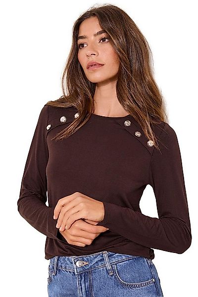 LIPSY Langarmbluse Lipsy Langarmoberteil mit Military-Knopf, Regular (1-tlg günstig online kaufen