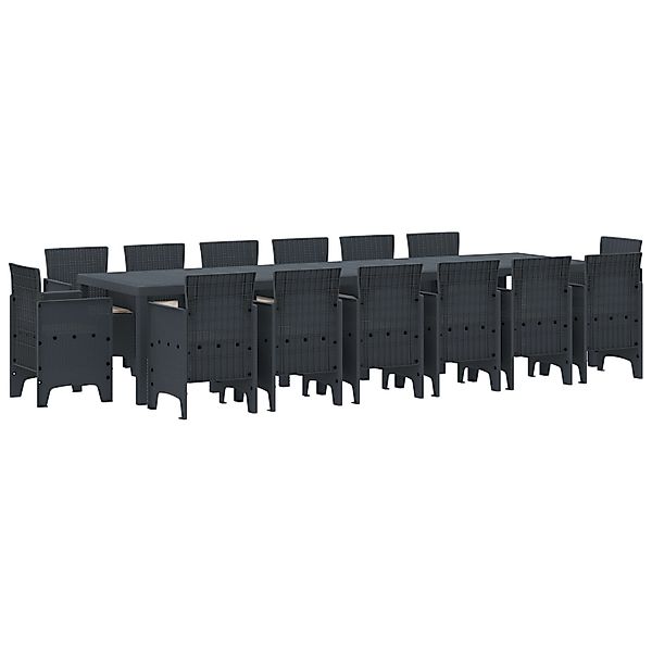 vidaXL 15-Teiliges Garten Essset mit Kissen Anthrazit Poly-Rattan 3378633 günstig online kaufen