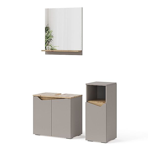 Vicco Badmöbel-Set Marelle, Greige/Artisan-Eiche, 3 Teile, günstig online kaufen