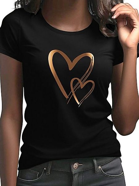 PYL Kurzarmbluse Damen bequemes Sommer Kurzarmbluse Slim Fit Liebe Print-Sh günstig online kaufen