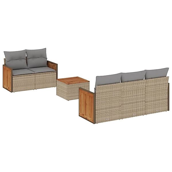 vidaXL 6-Tlg Garten-Sofagarnitur mit Kissen Beige Poly Rattan 3227466 günstig online kaufen