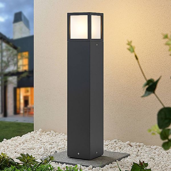 Lucande Wegeleuchte Dewari, E27, 65 cm, dunkelgrau, IP54 günstig online kaufen