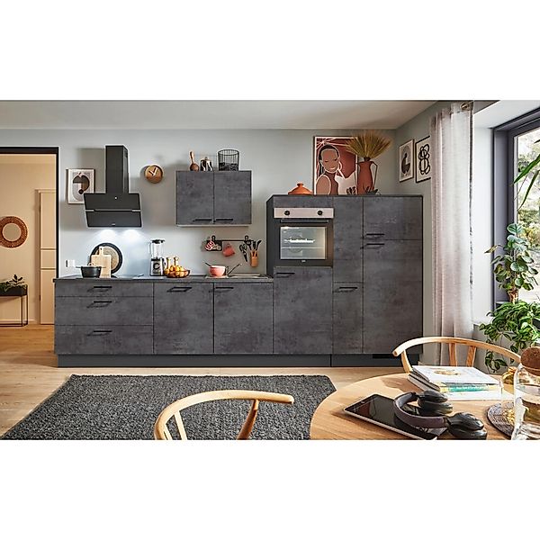 pino Küchenzeile 350cm Beton Grafitgrau Anschlag R 1 Geräte-, 1Apothekersch günstig online kaufen