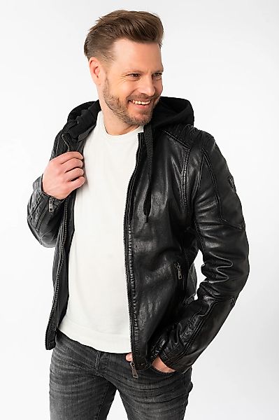 Mauritius Lederjacke "MMUbaldo SF" mit Kapuze mit abnehmbarer Jerseykapuze günstig online kaufen