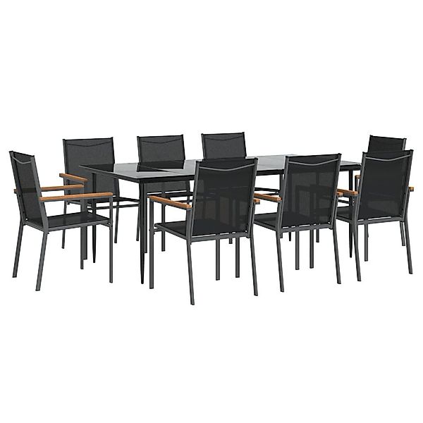 vidaXL Garten-Essgruppe 9-tlg. Garten-Essgruppe Schwarz Textilene günstig online kaufen