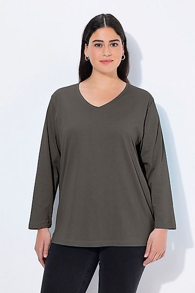 Ulla Popken T-Shirt Shirt V-Ausschnitt Relaxed Langarm günstig online kaufen