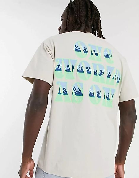 Crooked Tongues – T-Shirt mit „One World”-Print in Grau günstig online kaufen