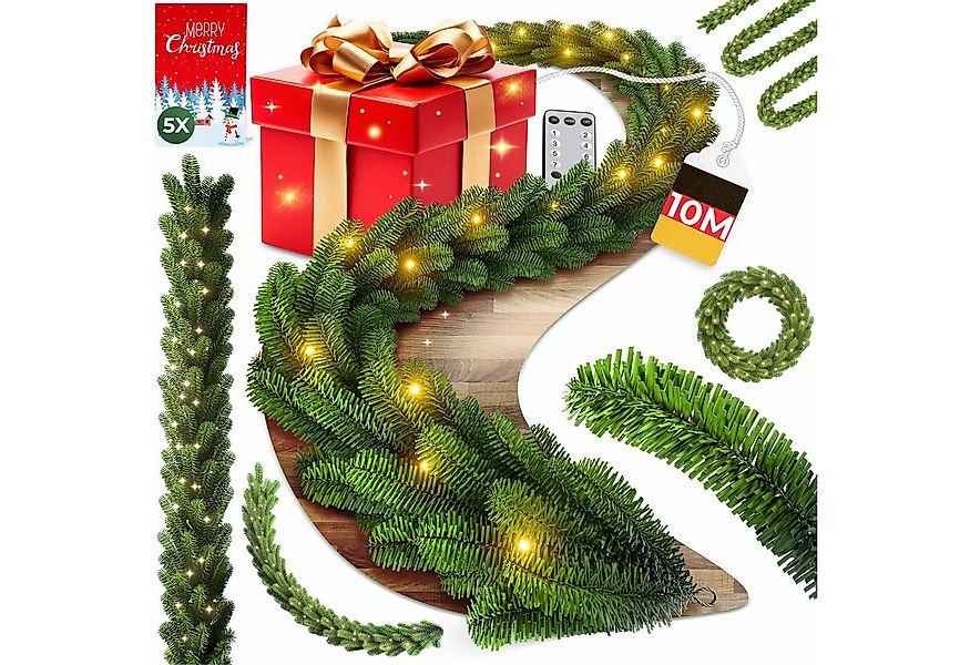 Kunstgirlande Weihnachtsgirlande LED Girlande 10m inkl. Fernbedienung, KESS günstig online kaufen