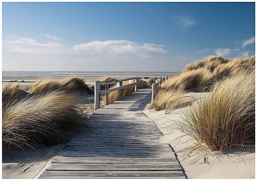 Wallarena Fototapete Strand Gras Holz Blau günstig online kaufen
