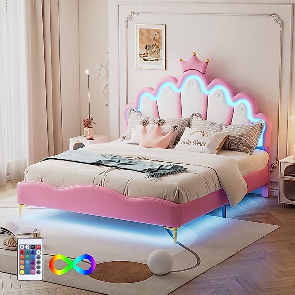 Flieks Polsterbett, LED Kinderbett Doppelbett mit günstig online kaufen