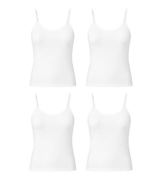 fashionshowcase Tanktop Damen Spaghettiträger Tops 4er Pack - 100% Baumwoll günstig online kaufen
