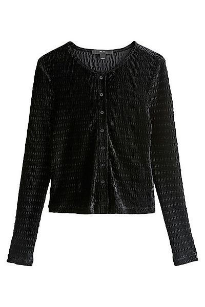 Next Strickjacke Langärmelige, geraffte Samt-Strickjacke (1-tlg) günstig online kaufen