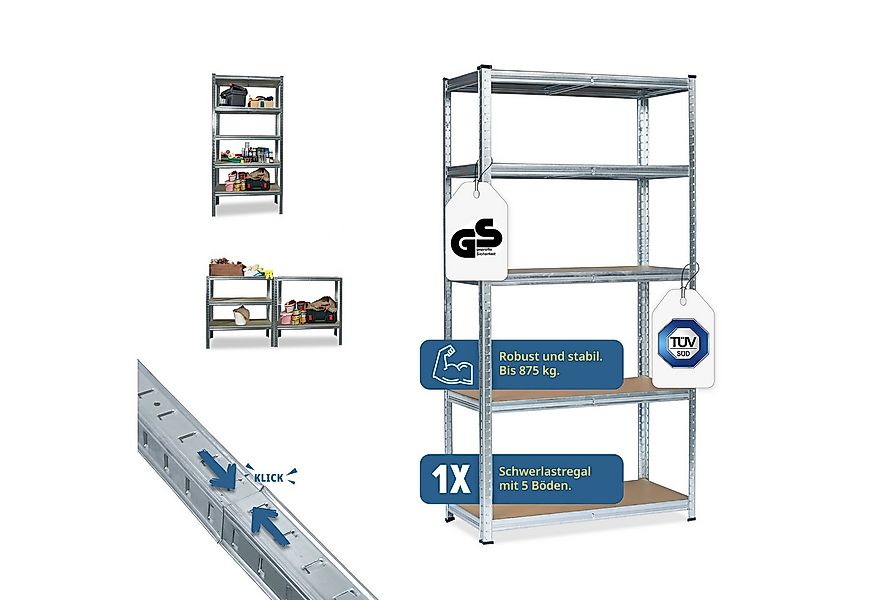 Grafner Schwerlastregal Schwerlastregal Lagerregal 5 Etagen MDF Böden, 5 Et günstig online kaufen