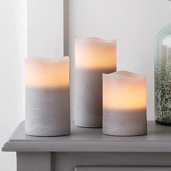 3er Set LED Kerzen grau mit Fernbedienung günstig online kaufen