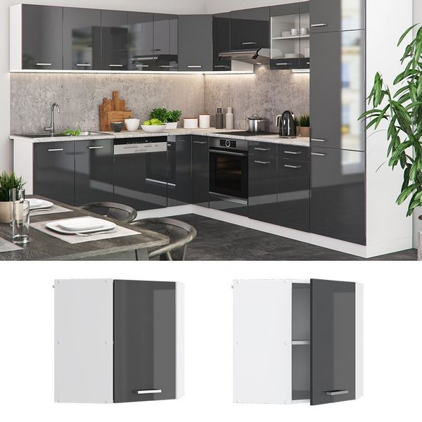 Vicco Eckhängeschrank R-Line, Anthrazit Hochglanz/Weiß, 57 günstig online kaufen