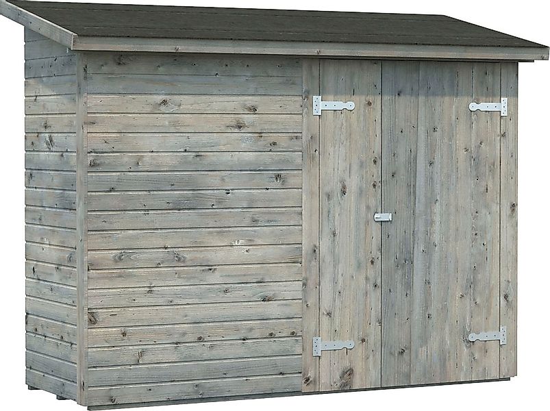 Palmako Leif Holz-Gartenhaus Grau Pultdach Tauchgrundiert 234 cm x 95 cm günstig online kaufen
