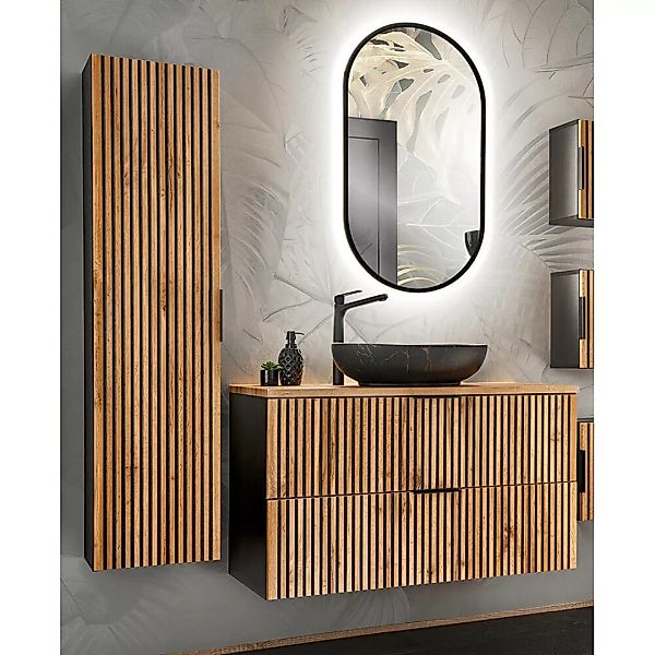 Badezimmer Komplett Set mit Waschtisch 100 cm, 2 Hochschränken XANTEN-56 in günstig online kaufen