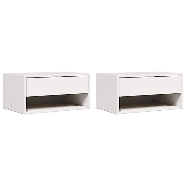 vidaXL Nachttisch 2 Stk Weiß 50 x 32,5 x 24 cm Massivholz Kiefer 873478 günstig online kaufen