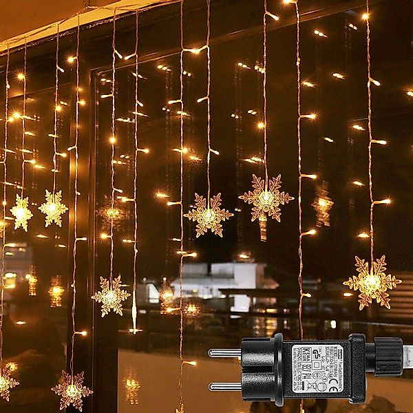 Rosnek LED-Lichterkette LED Lichtervorhang,Schneeflocke Märchen String günstig online kaufen