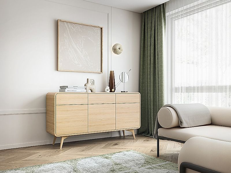 Sideboard mit 3 Türen & 3 Schubladen - Holzfarben - JALEMO günstig online kaufen