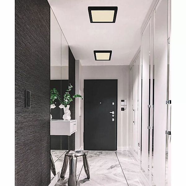 Globo LED-Deckenleuchte Lasse 1-flammig Schwarz 217 x 217 x 17 mm günstig online kaufen