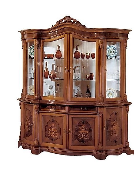 Xlmoebel Vitrine Großer Glaskabinett aus Echtholz Vitrine Buffet Italienisc günstig online kaufen