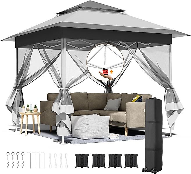 TLGREEN Faltpavillon 3,3x3,3 mit 4 Moskitonetz günstig online kaufen
