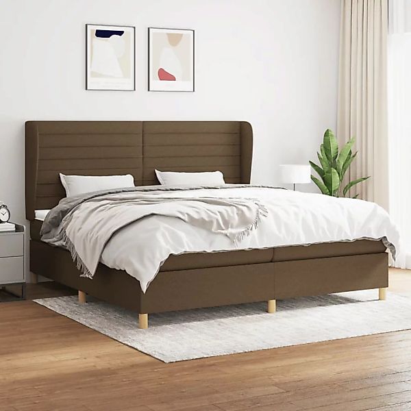 Vidaxl Boxspringbett Mit Matratze Dunkelbraun 200x200 Cm Stoff günstig online kaufen