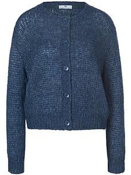Strickjacke überschnittener Schulter Peter Hahn blau günstig online kaufen