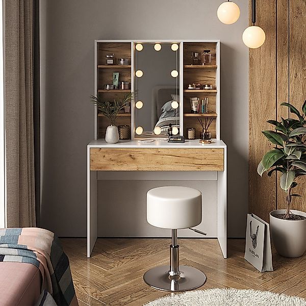 Vicco Schminktisch Alexa, Weiß/Eiche, 93 cm günstig online kaufen