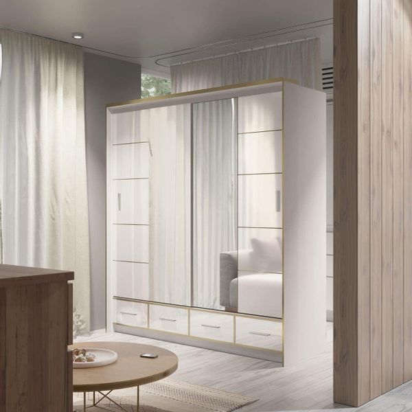 MOEBLO Kleiderschrank SERAPHINE (Schwebetürenschrank Gaderobe Schiebtüren günstig online kaufen
