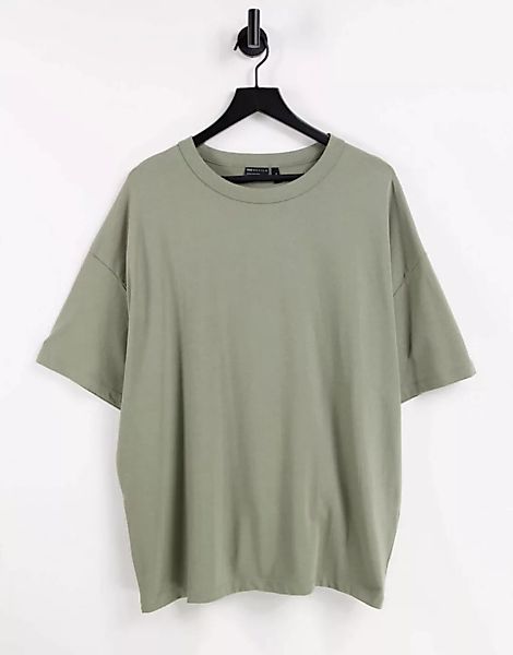 ASOS DESIGN – Schweres Oversize-T-Shirt aus Biomaterial in Khaki-Grün günstig online kaufen