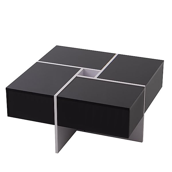Couchtisch, Modern Quadratisch Wohnzimmertisch mit Ablage Holz, 4 Schublade günstig online kaufen