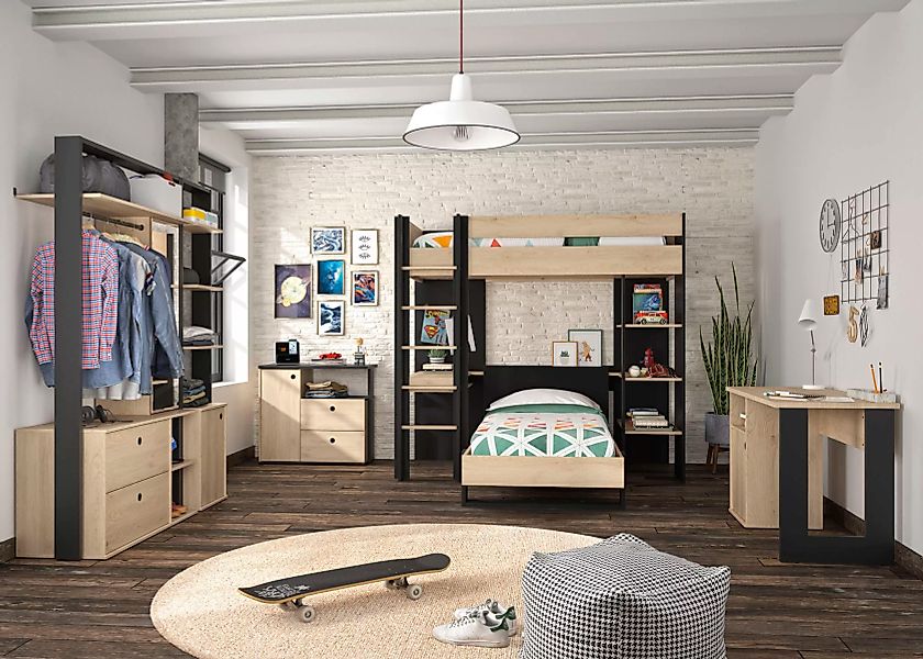 Gami Jugendzimmer-Set "Duplex", (6 St., Bett, 2x offenes Schranksystem, Sch günstig online kaufen