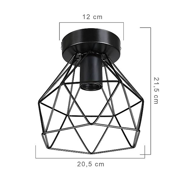 Deckenleuchte Patara, schwarz, Ø 20 cm, Gitterschirm, Metall günstig online kaufen