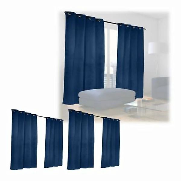 relaxdays 6 x Vorhang blau 175 x 135 cm dunkelblau günstig online kaufen