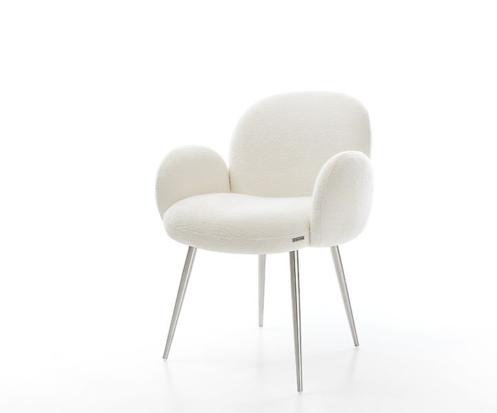 Esszimmerstuhl Nube-Flex mit Armlehnen Bouclé Soft Beige 4-Fuß konisch Edel günstig online kaufen