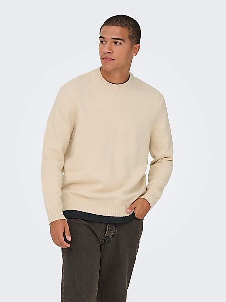 ONLY & SONS Rundhalspullover "ONSJAMES RLX CREW KNIT" Baumwollmischung, rel günstig online kaufen