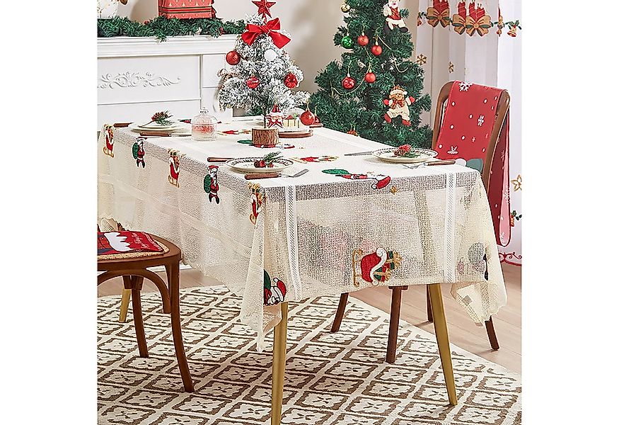 Refttenw Tischdecke Weihnachten Tischdecken Vintage Glocken Stickerei Spitz günstig online kaufen
