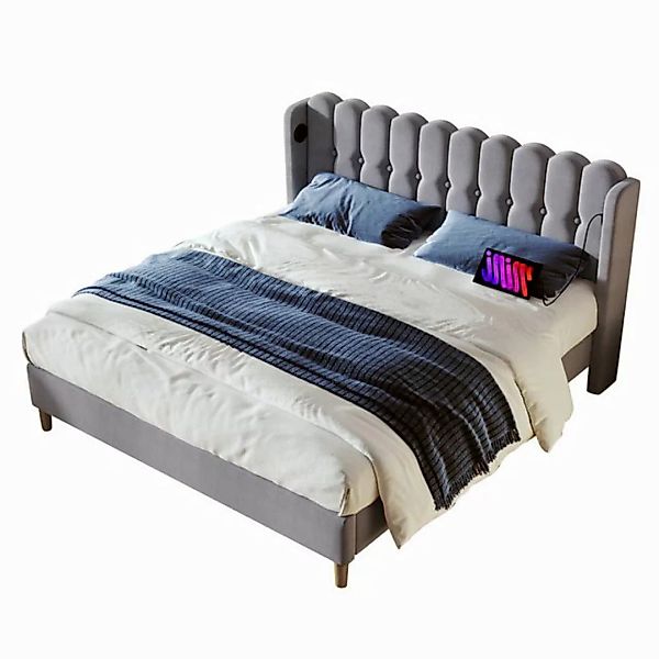 Rutaqian Bett Polsterbett Doppelbett 180x200cm Jugendbett, mit Latten und K günstig online kaufen