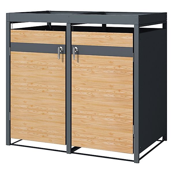 ML-Design Mülltonnenbox 2Er Pflanzdach 240L Anthrazit-Lärchenoptik günstig online kaufen