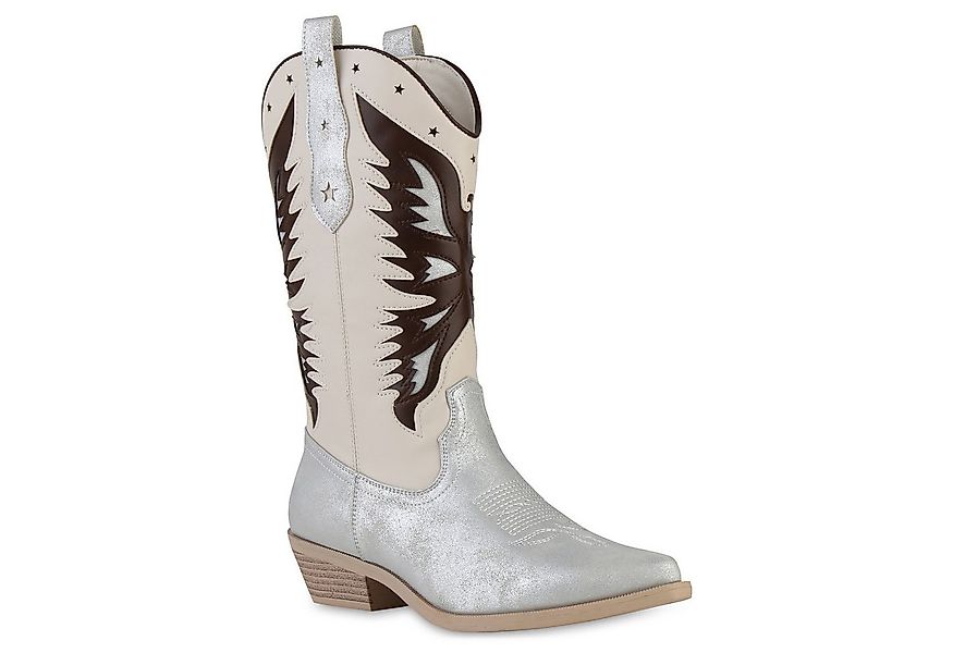 VAN HILL 841113 Cowboystiefel Damen Cowboystiefel Stiefel Spitze Holzoptika günstig online kaufen