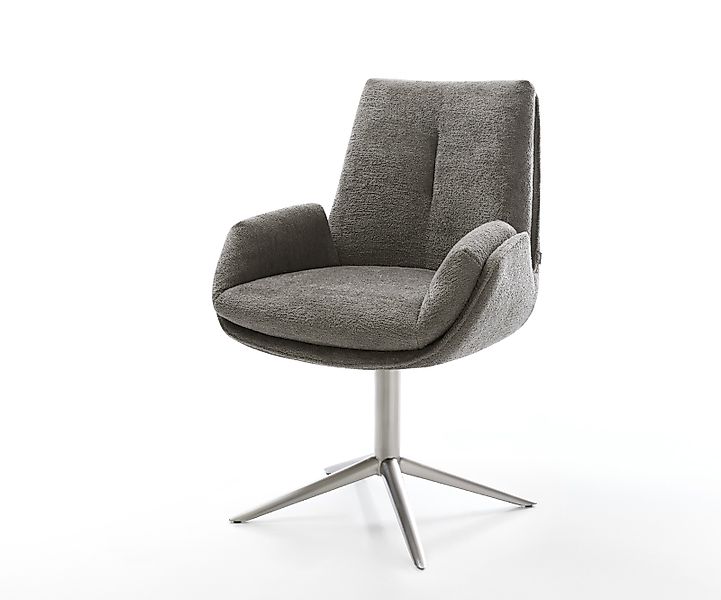 Drehstuhl Clea-Flex Bouclé Soft Schlamm Fußkreuz Edelstahl 360° drehbar Wip günstig online kaufen