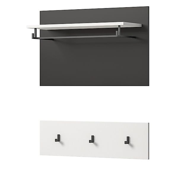 Inn.Furn Garderobenpaneel Set in Weiß und Grau 80 cm Cooper günstig online kaufen