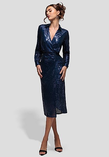Goddiva Midikleid Sequin Front Split Shirt Dress knielang, V-Ausschnitt, la günstig online kaufen